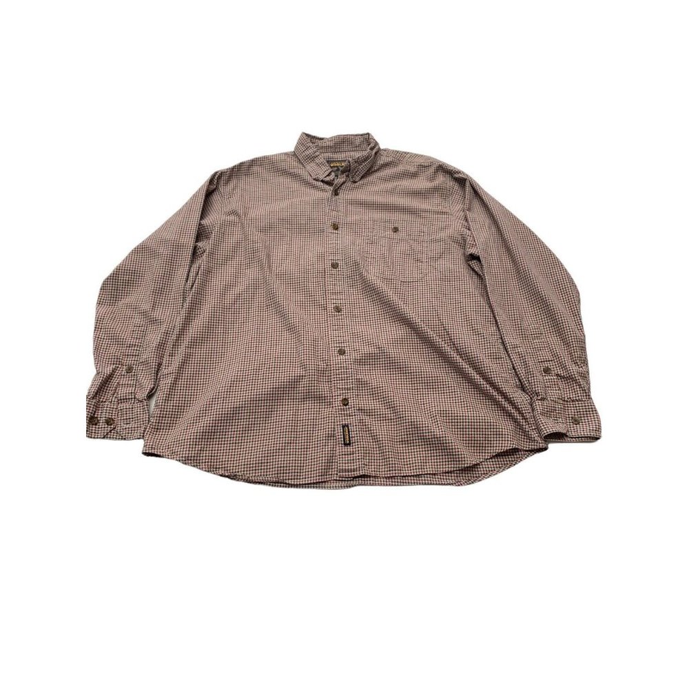 Woolrich Button Down Mens XL Red/Green Brick Mini Check 6003 Long Sleeve